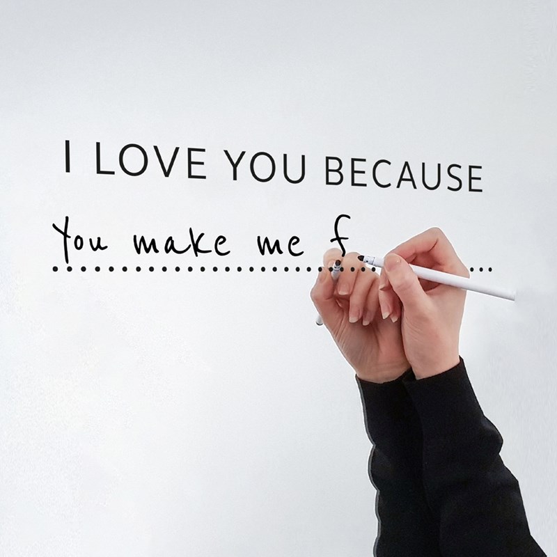 'I Love You Because' Mirror Sticker and Pen