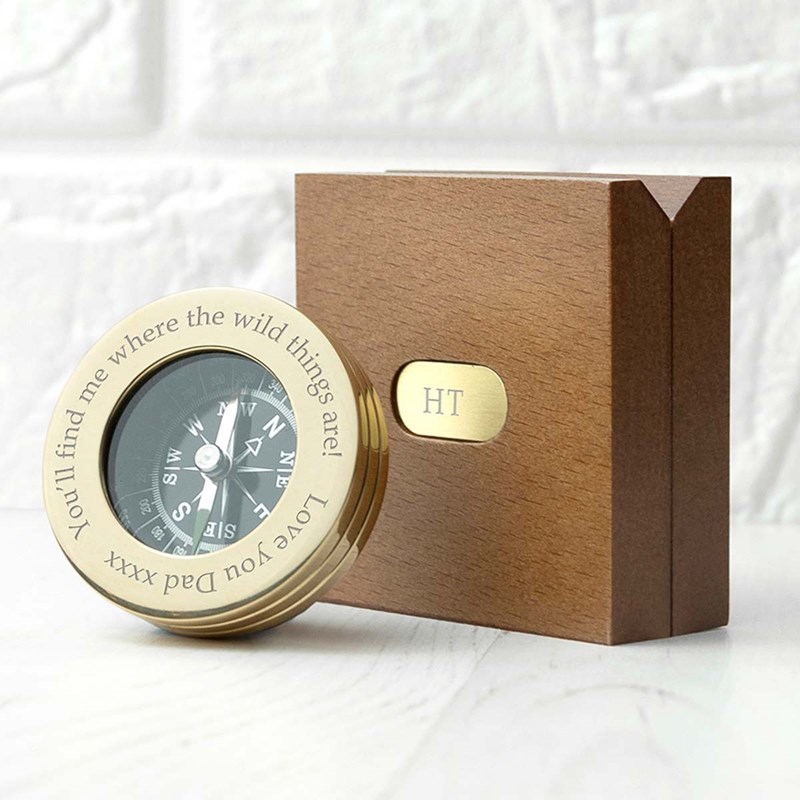 Personalised Brass Traveller's Compass
